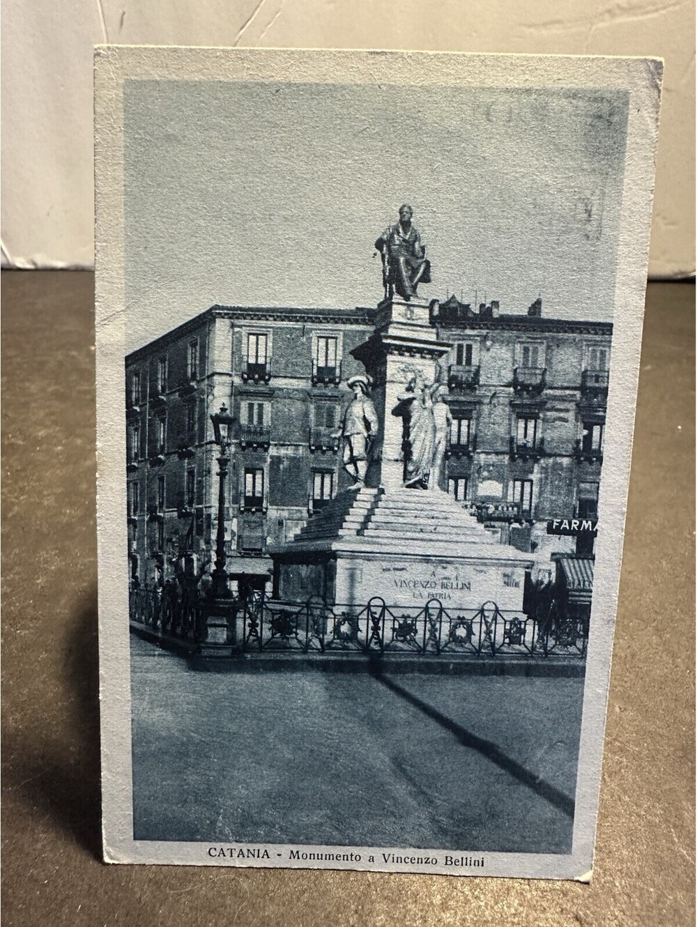 1927 Italy Catania Sicily Vincenzo Bellini Monument Postcard 75c Stamp Used